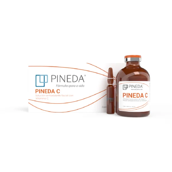 Vitamina C Pineda es una solución antioxidante facial formulada con Vitamina C pura al 25%, químicamente conocida como ácido ascórbico. Está estabilizada