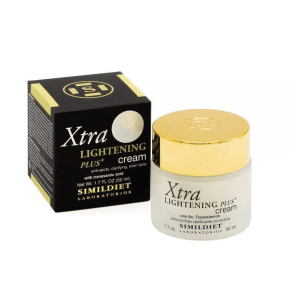 Xtra lightening plus+ crema simildiet Crema facial clarificante y correctora del tono de la piel.Indicaciones: Crema clarificante de aplicación diaria.
